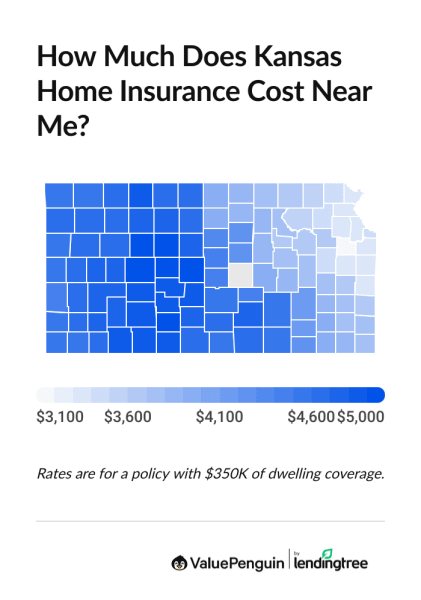Graph showing the cost of KS home insurance by county